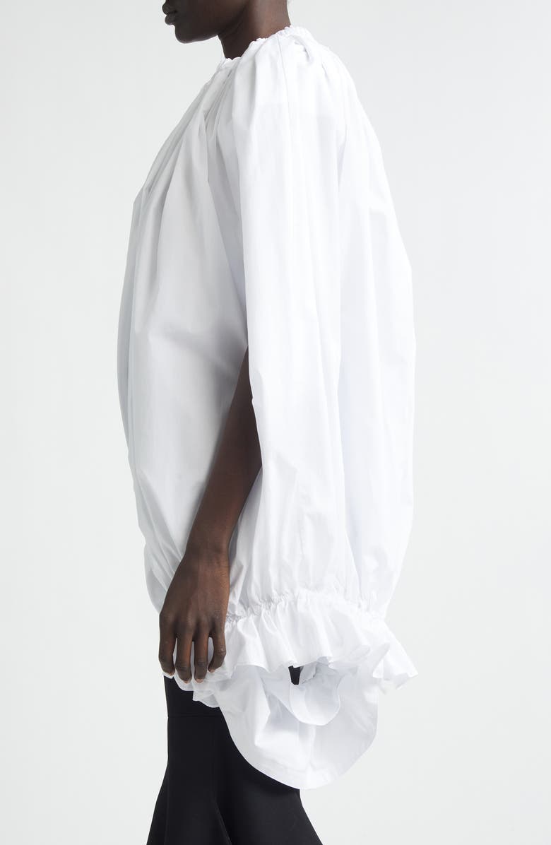 Comme des Garçons Gathered Cotton Broadcloth Cocoon Top, Alternate, color, White