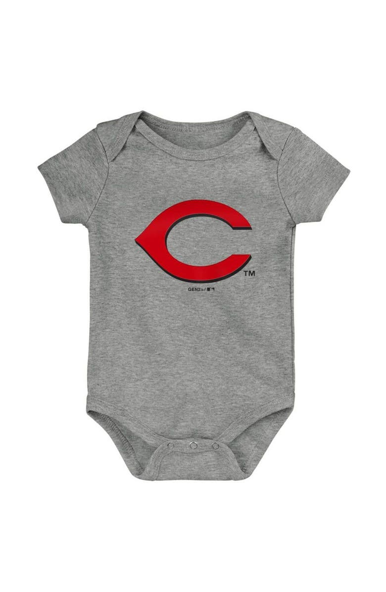 Outerstuff Infant Red/White/Gray Cincinnati Reds Born To Win 3-Pack Bodysuit Set, Alternate, color, Red