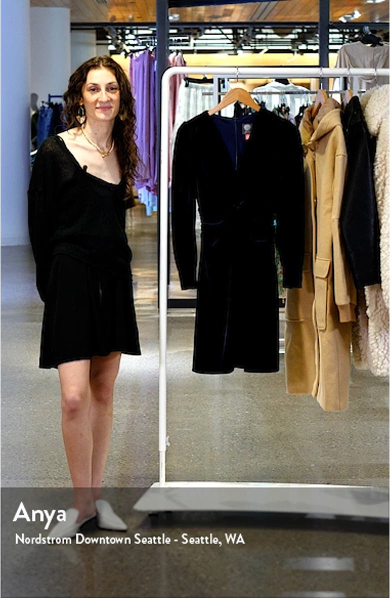 Twist Front Long Sleeve Velvet Fit & Flare Dress, sales video thumbnail