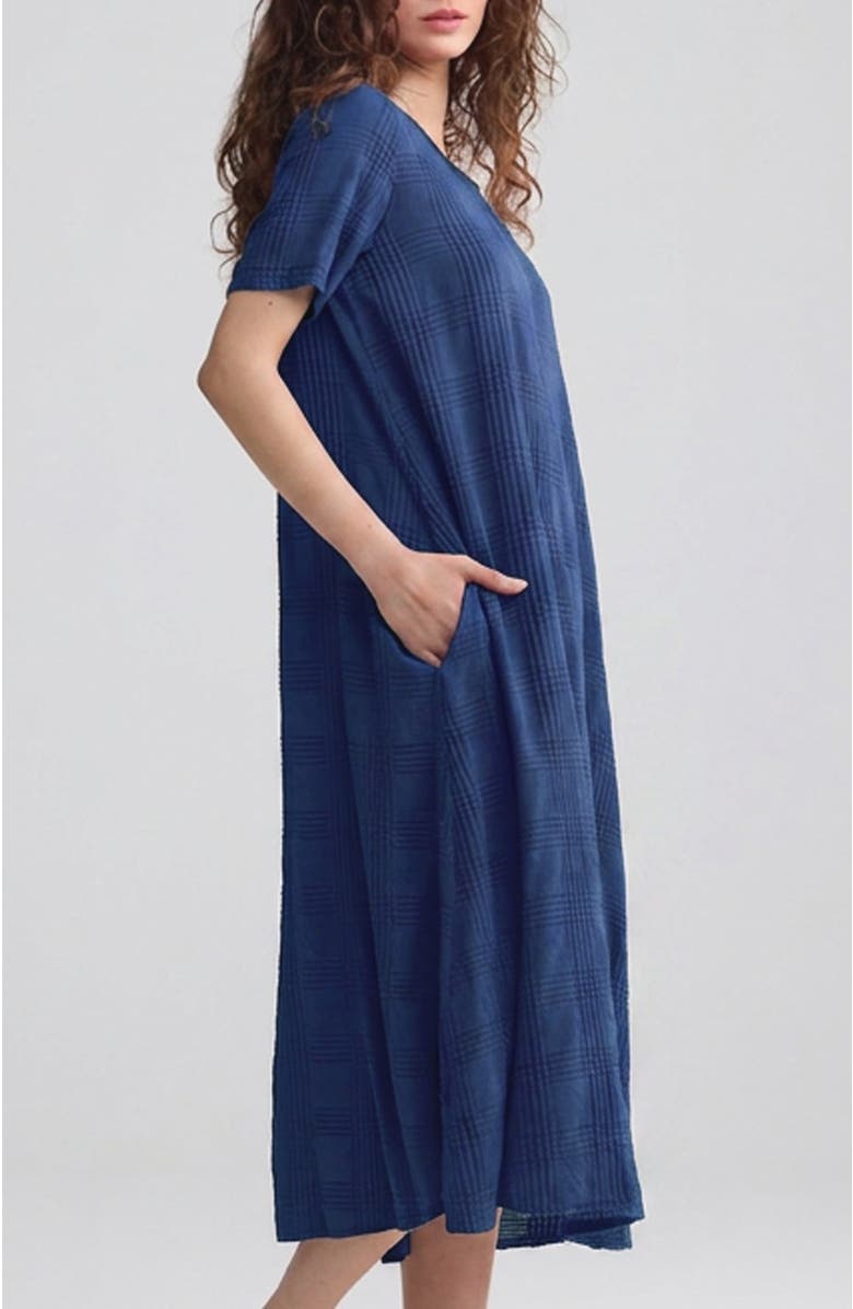 LUUKAA Calla Check-embroidered Dress, Alternate, color, Navy