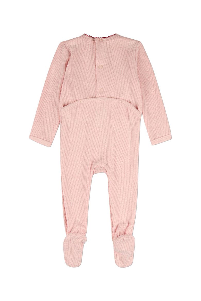 Baby Heart-Embroidered Footie, Alternate, color, Blush Pink