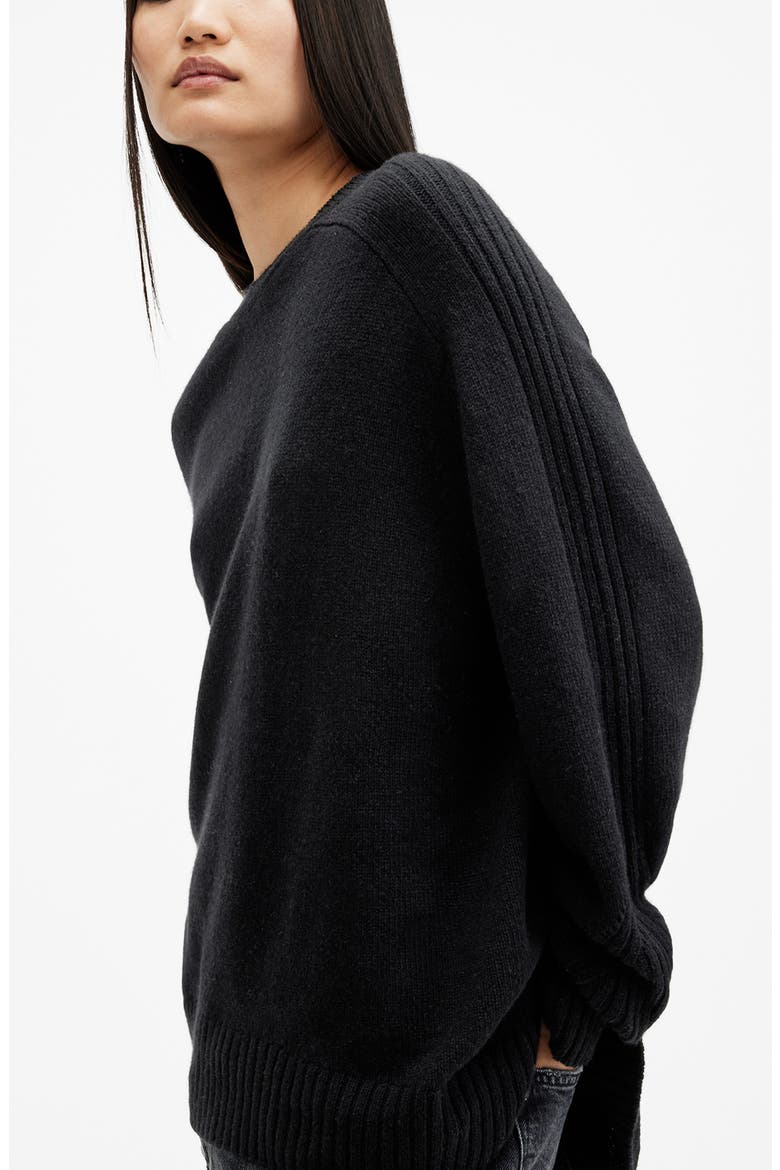 Ines Cashmere & Wool Crewneck Sweater, Alternate, color, BLACK