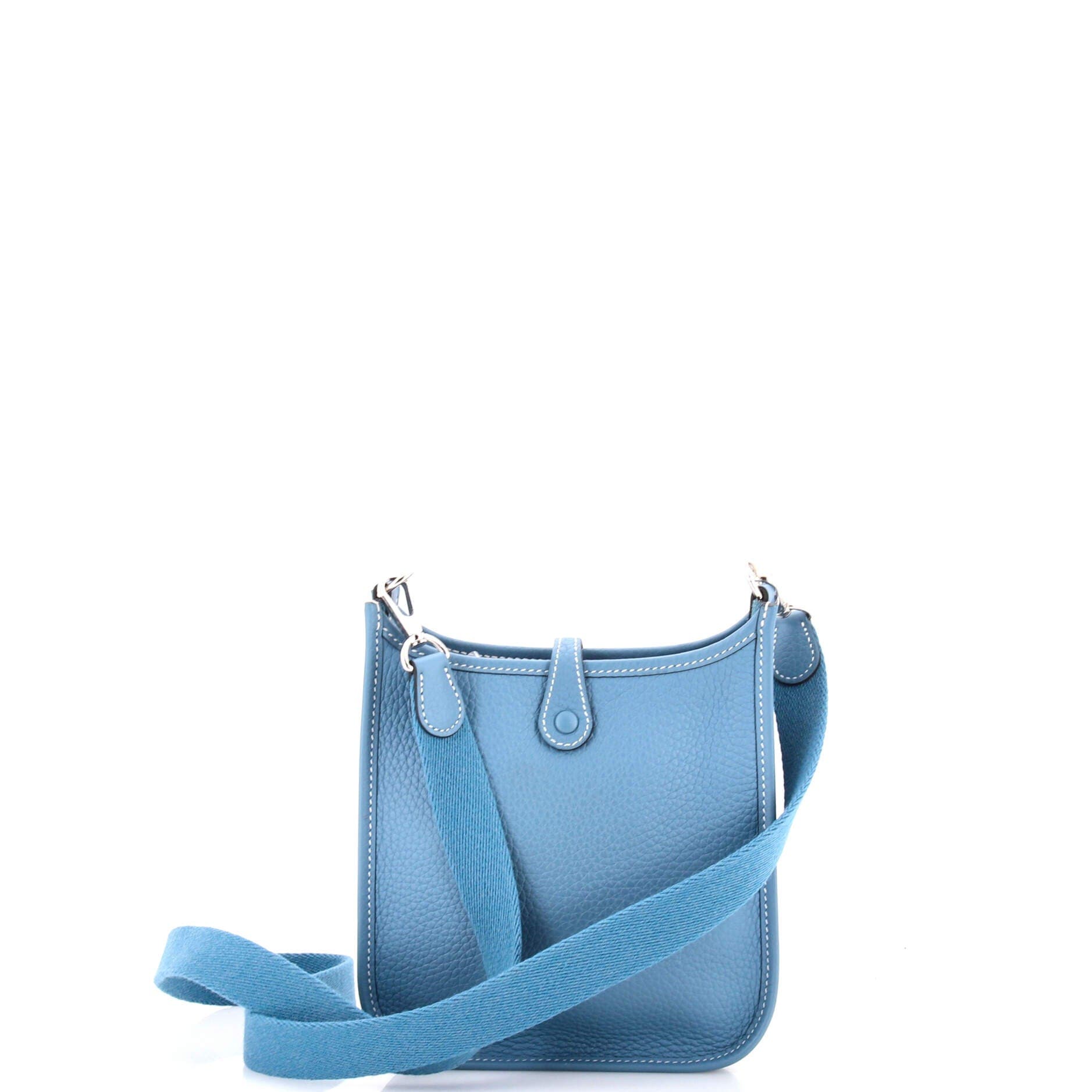 Pre-Owned Hermes Evelyne Bag Gen III Clemence TPM, Alternate, color, Bleu Jean