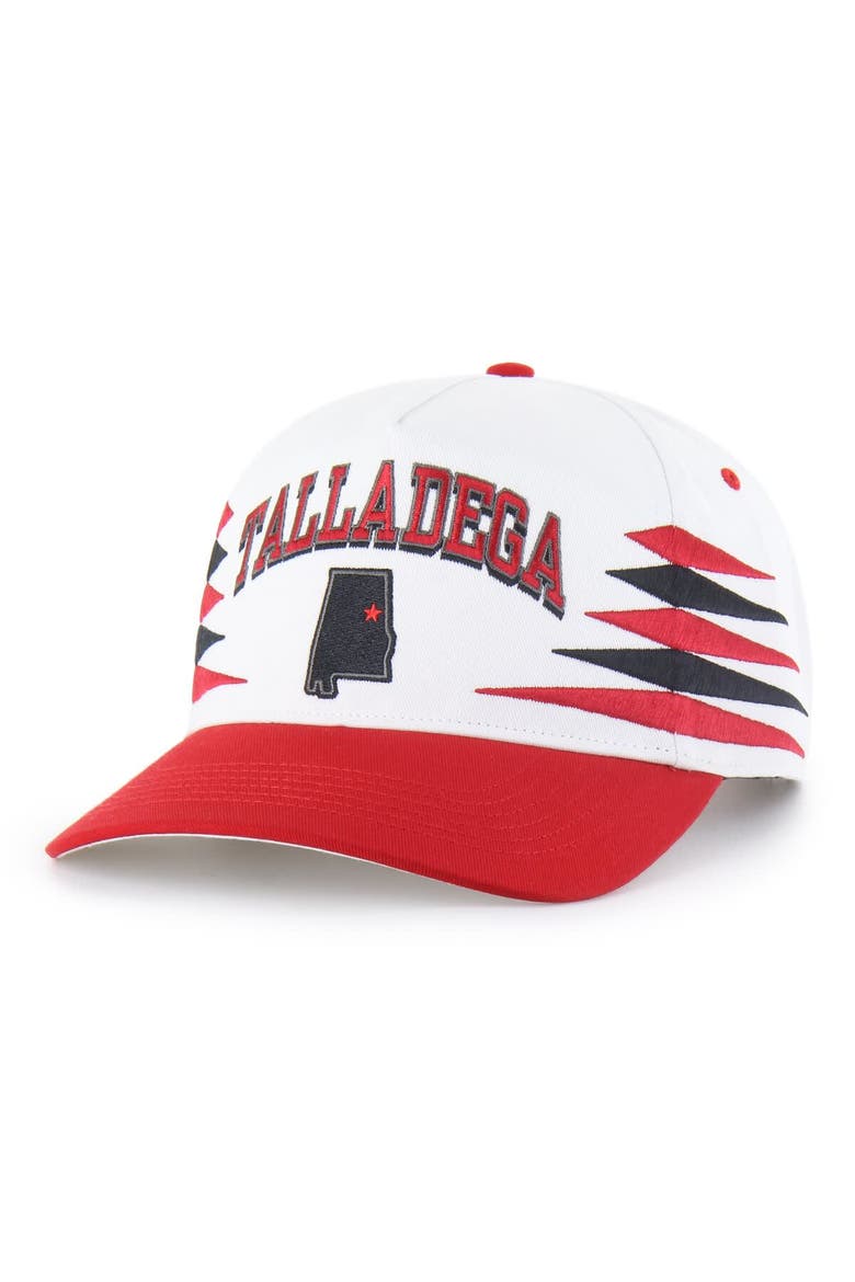 Men's '47  White/Red Talladega Superspeedway Diamond Cut Hitch Adjustable Hat, Main, color, White