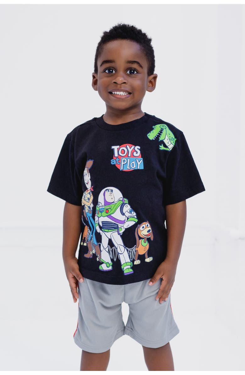 Disney Toy Story Buzz Lightyear T-Shirt & Mesh Shorts Set, Alternate, color, Black / Gray