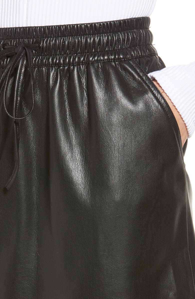 Good American Better Than Faux Leather Drawstring Skirt, Alternate, color,