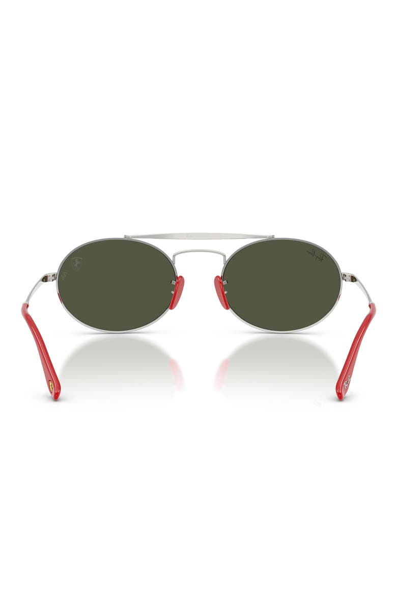 54mm Ferrari Oval Sunglasses, Alternate, color, SILVER / GREEN