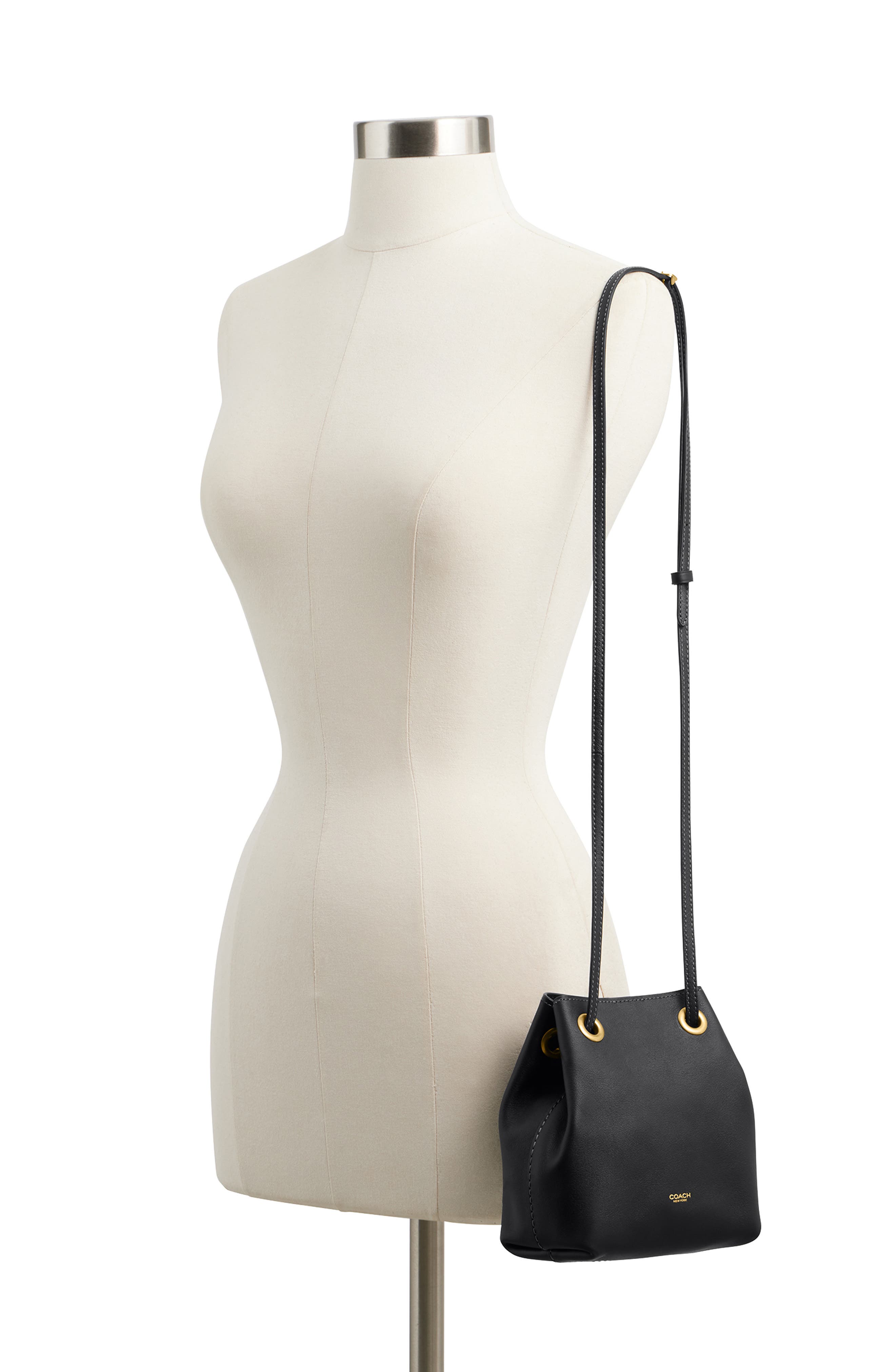 COACH Jade Drawstring Bucket Bag, Alternate, color, B4/ Black