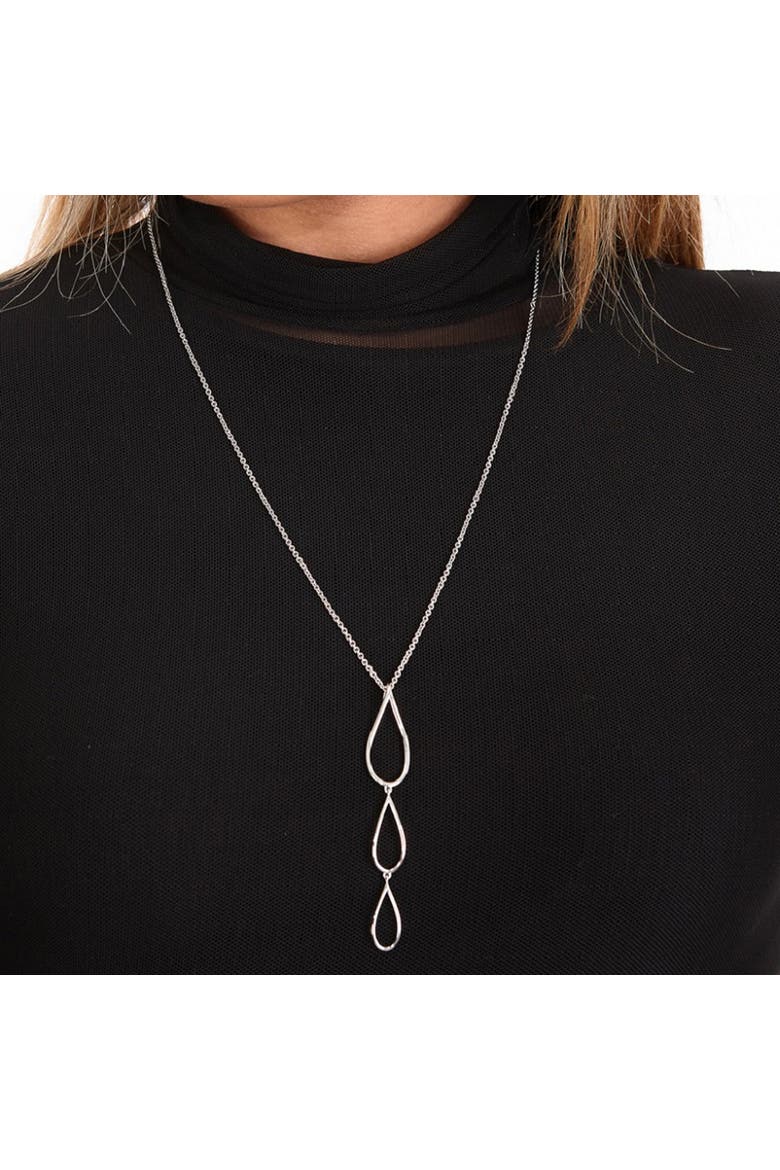 Tri Petal Long Pendant, Alternate, color, Silver