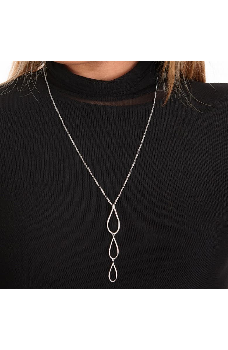 Lucy Quartermaine Tri Petal Long Pendant, Alternate, color, Silver