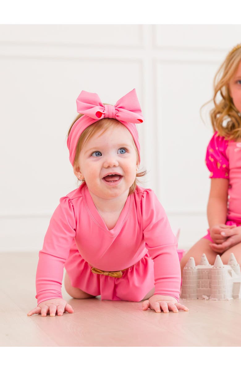 RuffleButts Baby Girls UPF50+ Princess Long Sleeve Bow Skirted One Piece Swimsuit, Alternate, color, Royal Pink Princess