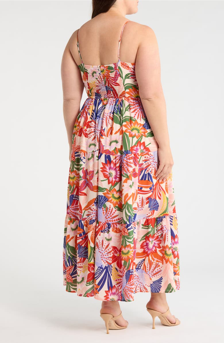 SUGARLIPS Hatley Floral Tie Knot Midi Dress, Alternate, color, Blue-Pink-Cream