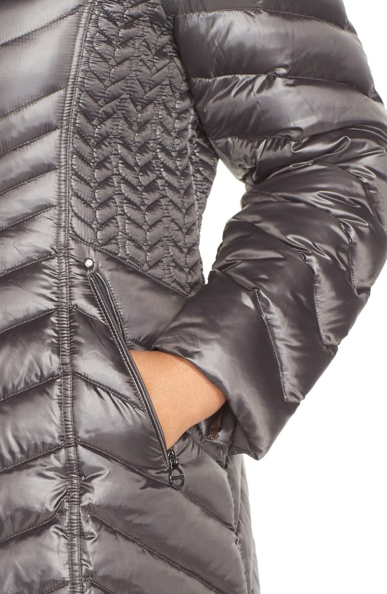 Laundry by Shelli Segal Side Panel Detail Hooded Down Coat, Alternate, color, 