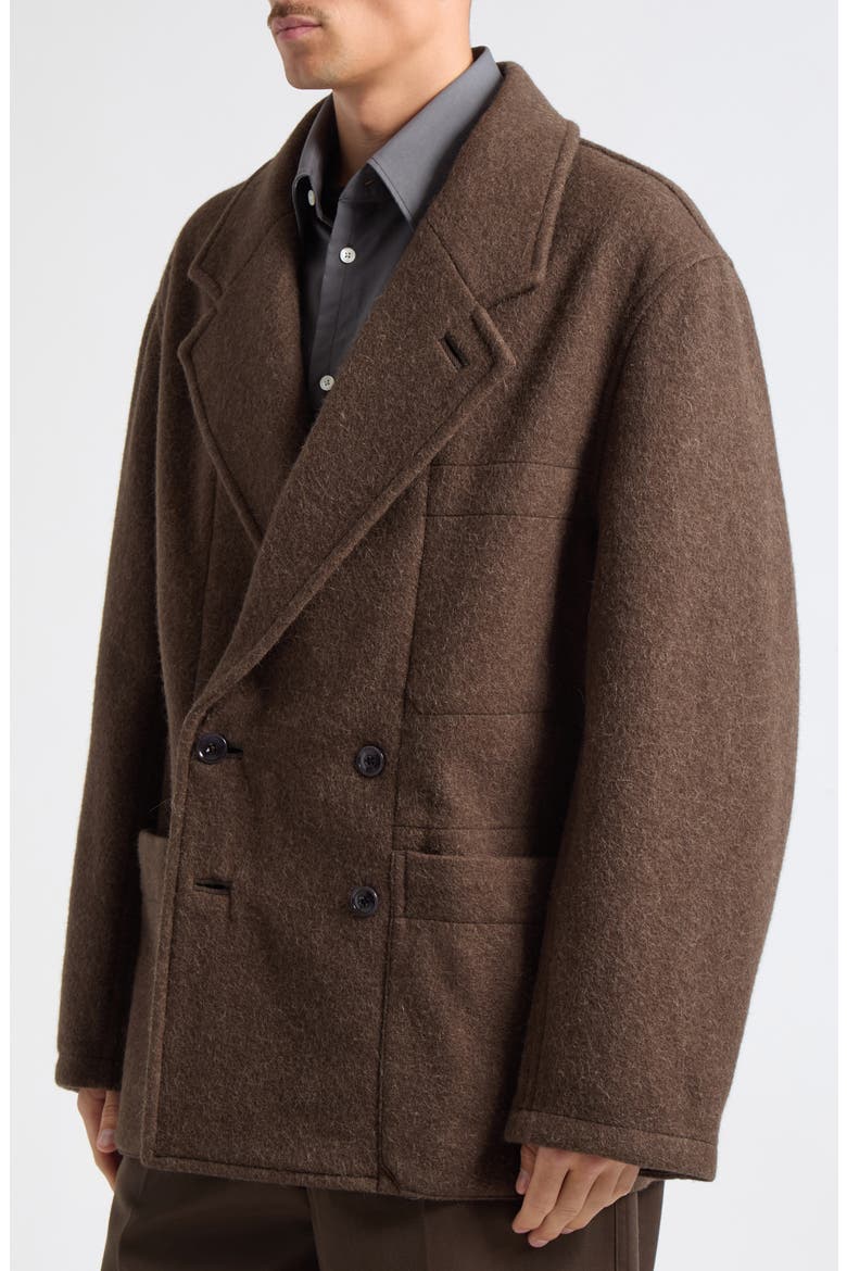 Short Double Breasted Wool & Alpaca Coat, Alternate, color, MUD