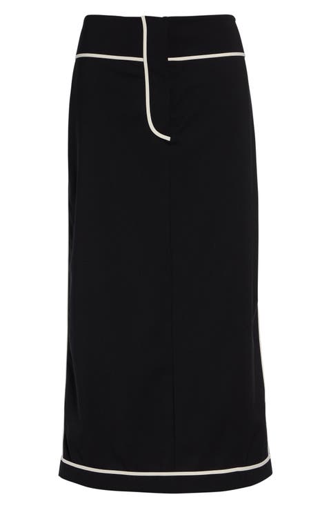 Kado Tropical Stretch Wool Midi Skirt