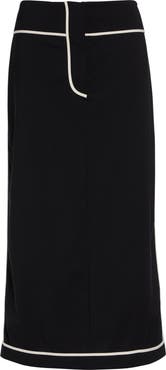 ASHLYN Kado Tropical Stretch Wool Midi Skirt