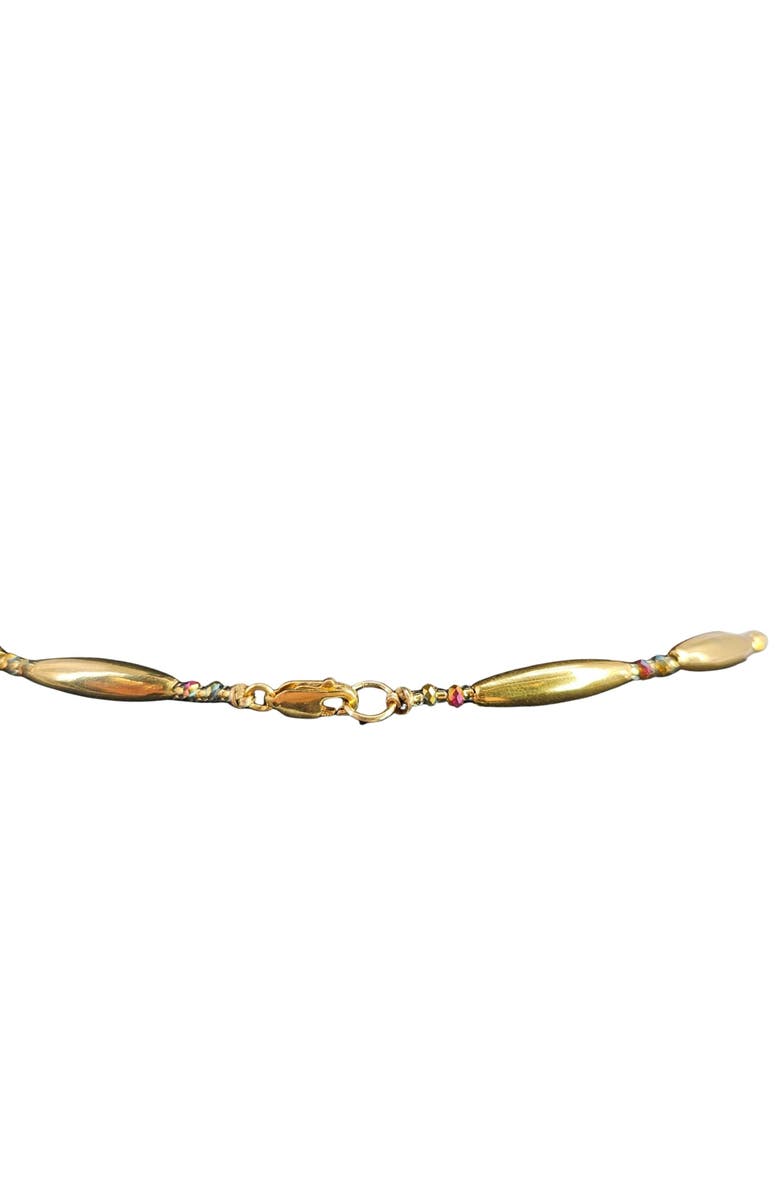 MADISON BEVERLY HILLS Vintage 1970s Reversible Abalone Shell and Wood Inlay Crescent Necklace, Alternate, color, Gold