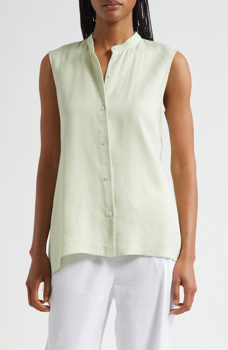 Theory Asymmetric Drape Sleeveless Top, Main, color, Aloe