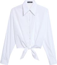Dolce&Gabbana Tie Hem Cotton Poplin Button-Up Shirt