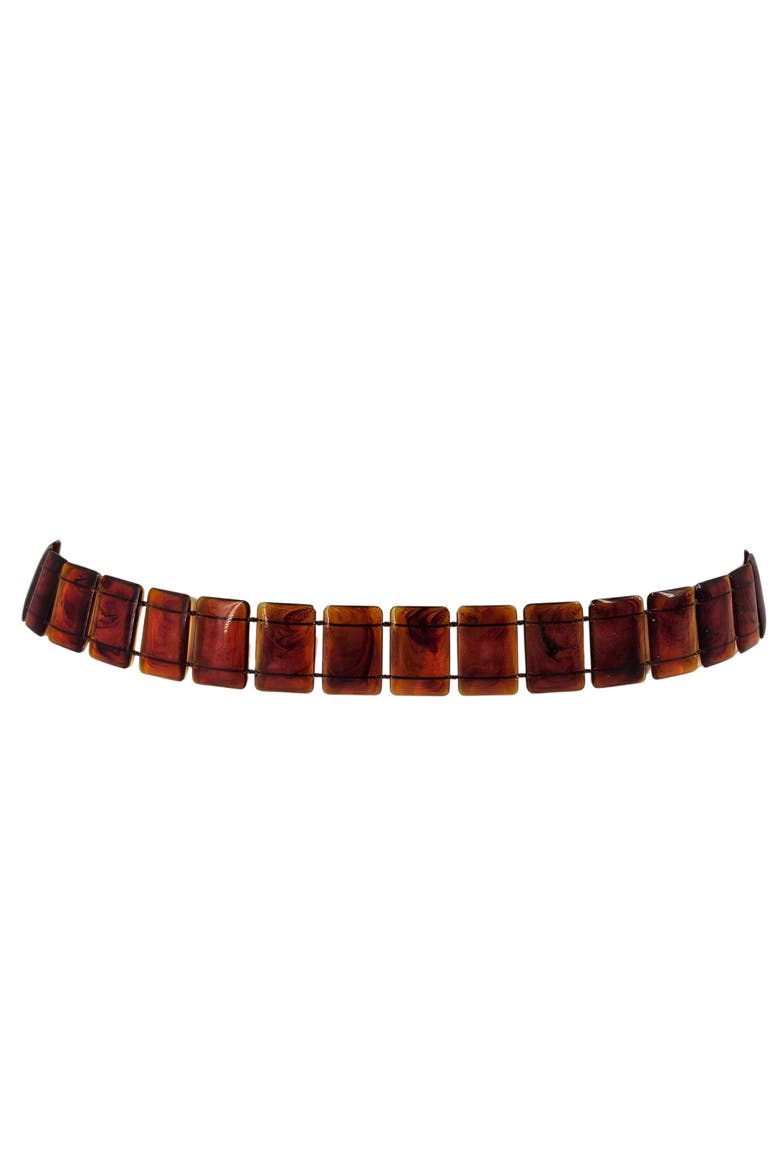 Vintage 1970's Tortoise Shell Celluloid Plastic Link Belt, Alternate, color, Brown