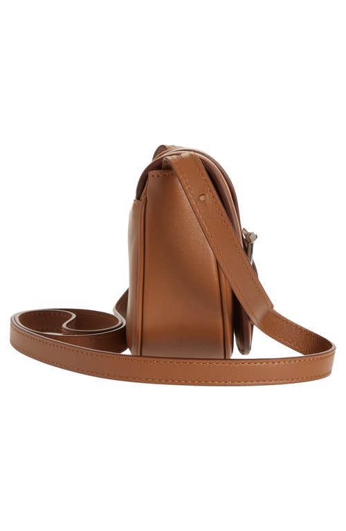 Alexander Mcqueen Mini T Bar Leather Saddle Crossbody Bag In Tan Silver