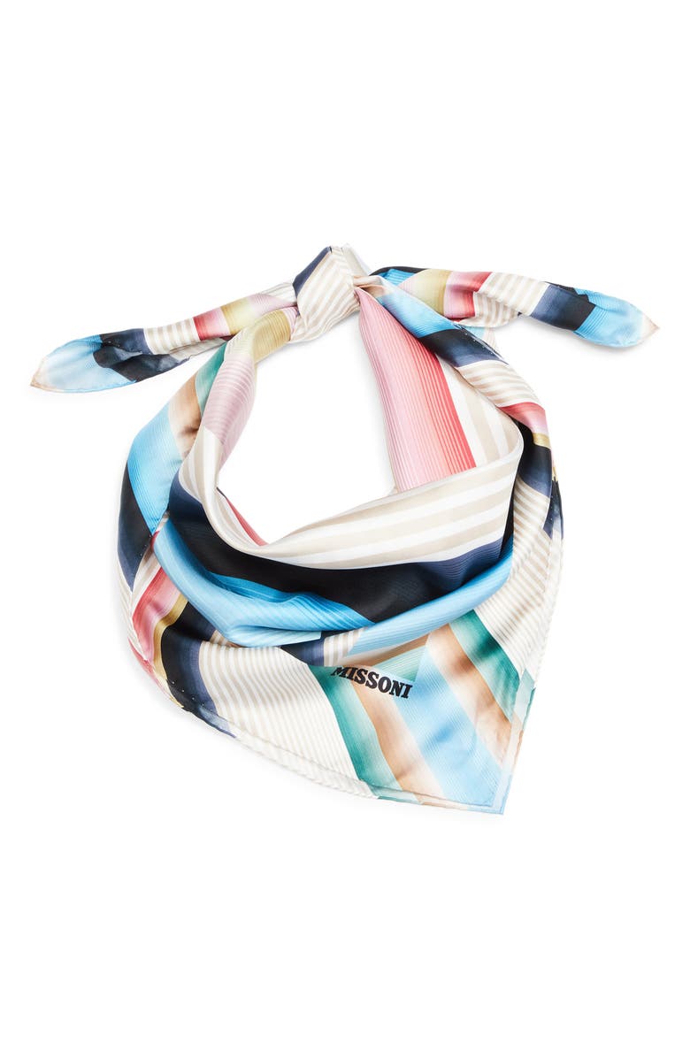 Missoni Chevron Print Silk Square Scarf, Alternate, color, 0001 Pink Blue Multi