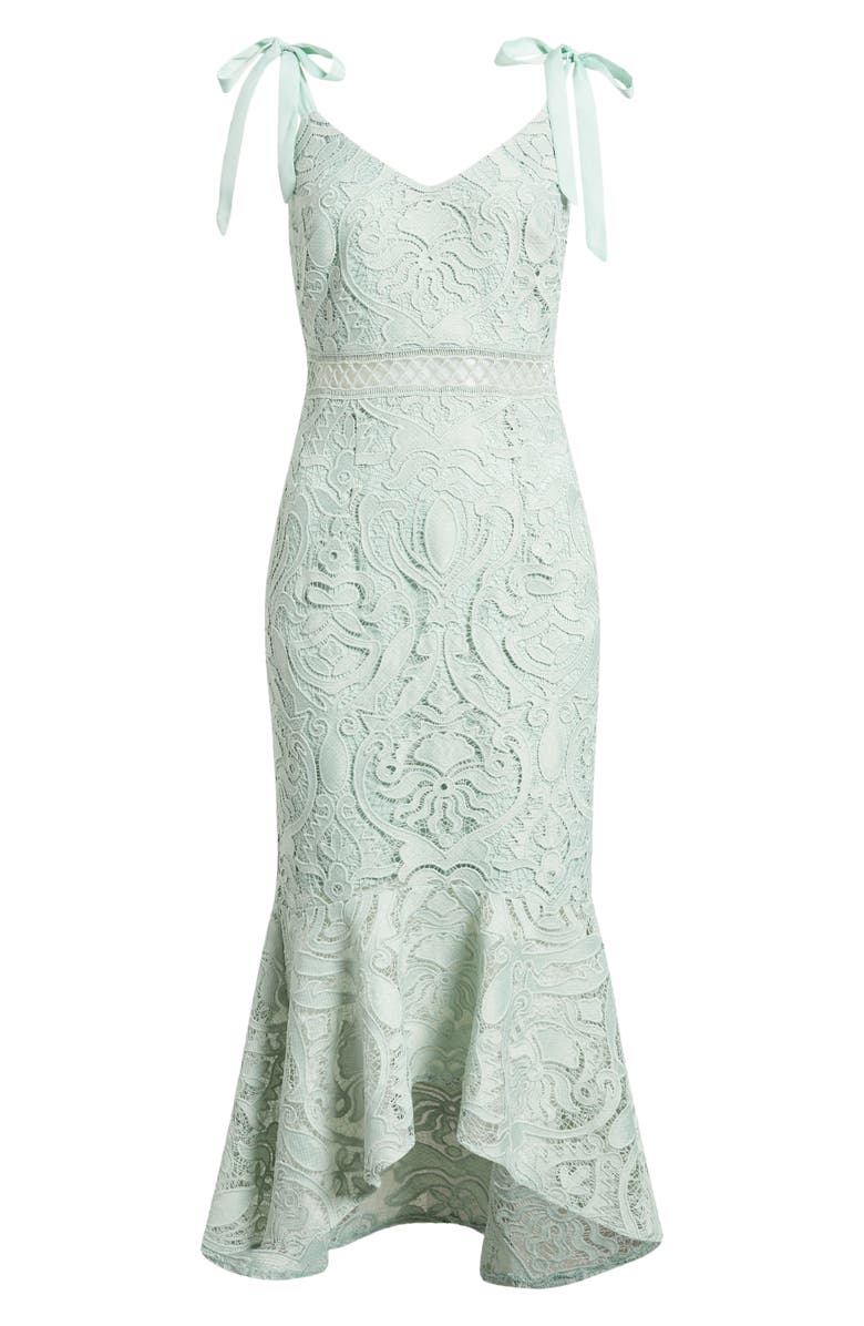 Lulus Won Your Heart Embroidered Lace Dress, Alternate, color, Sage Green