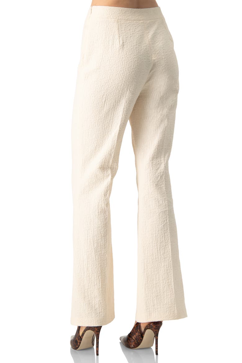Wide-Leg Textured Trousers with Side Zipper, Alternate, color, Natural