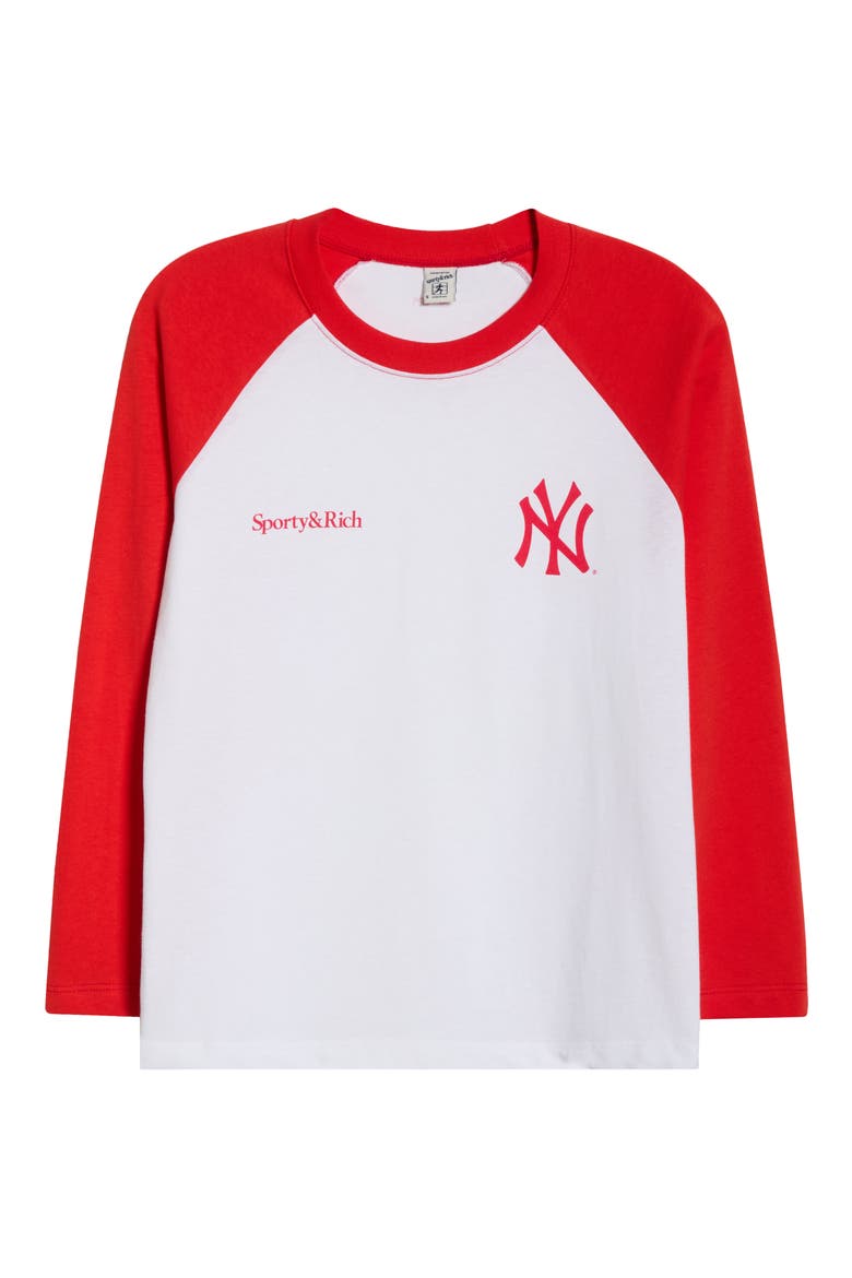 x Yankees Serif Cotton Baseball T-Shirt, Alternate, color, WHITE/FIRE RED