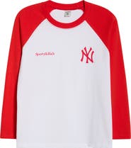 Sporty & Rich x Yankees Serif Cotton Baseball T-Shirt