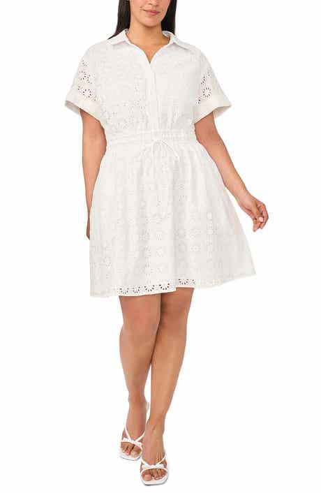 Short Sleeve Cotton Eyelet Shirtdress