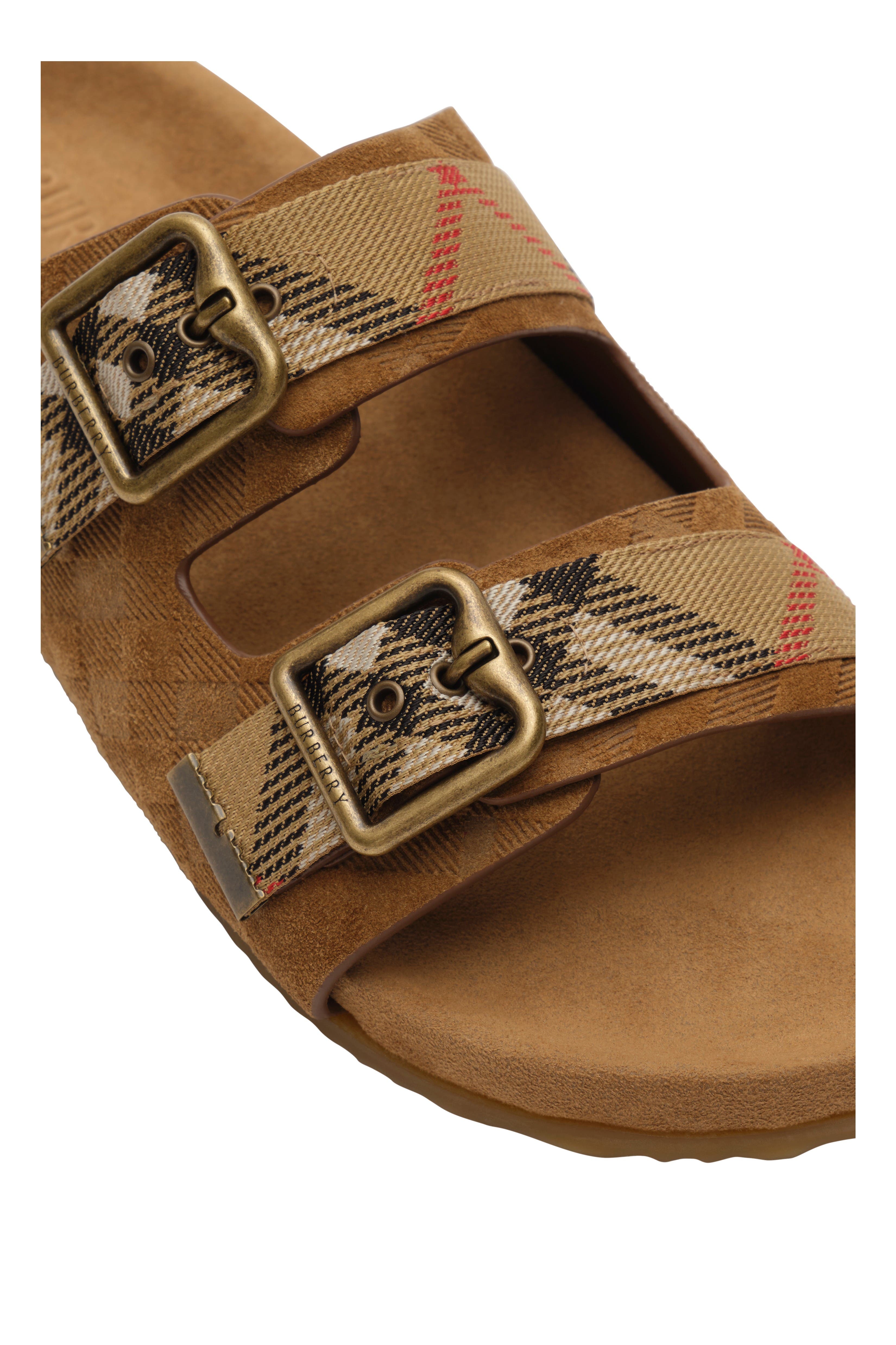 Check Suede Urchin Sandals, Alternate, color, Reed beige