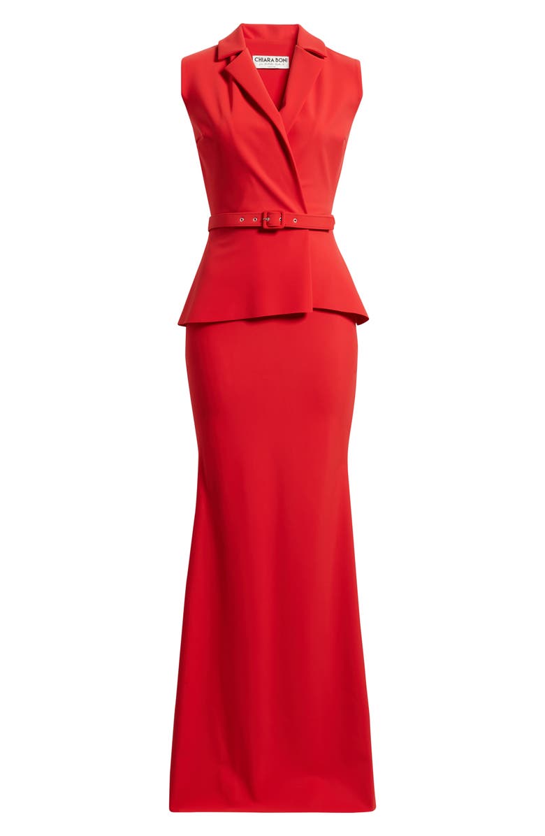Chiara Boni La Petite Robe Thadira Column Gown, Alternate, color, Red Passion