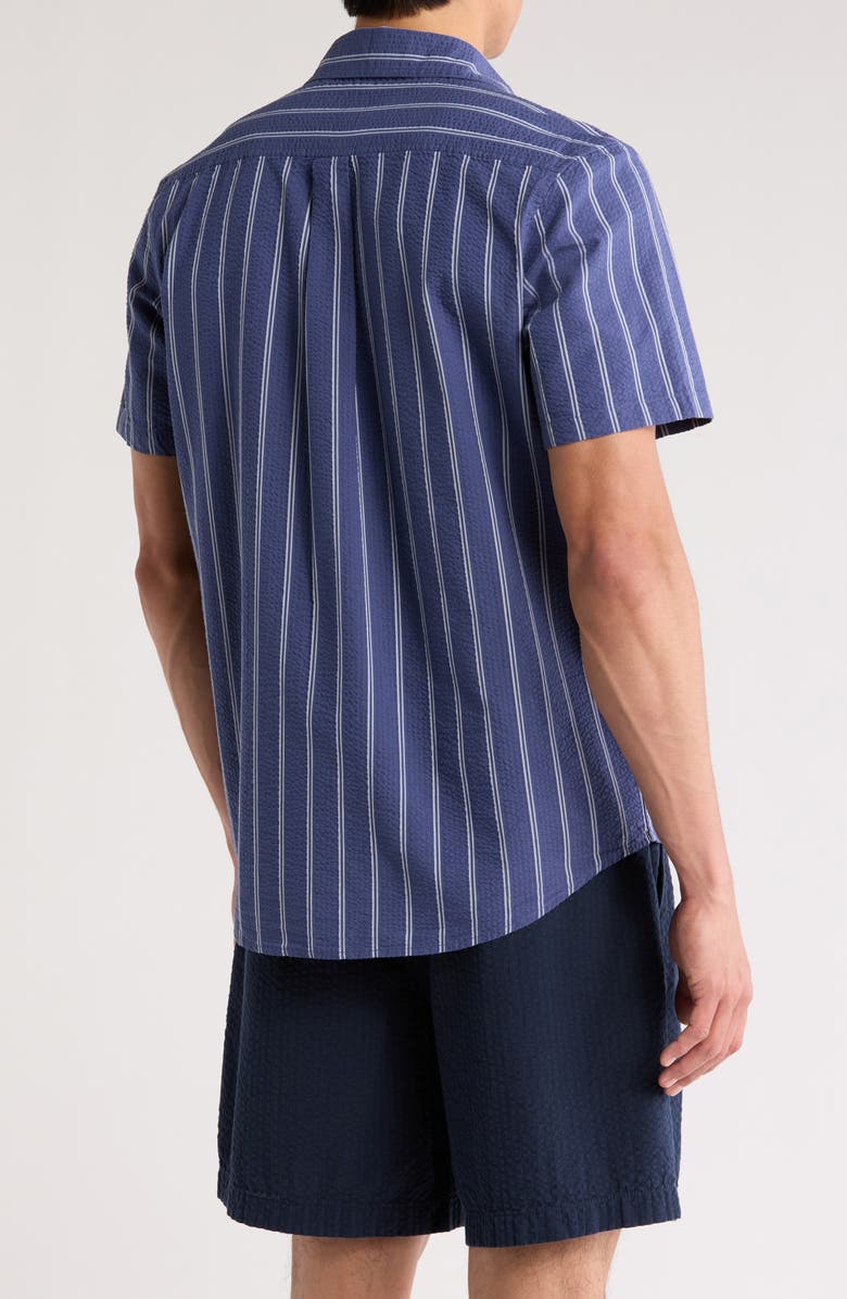 14th & Union Stripe Seersucker Short Sleeve Button-Up Shirt, Alternate, color, Blue Indigo Dual Stripe