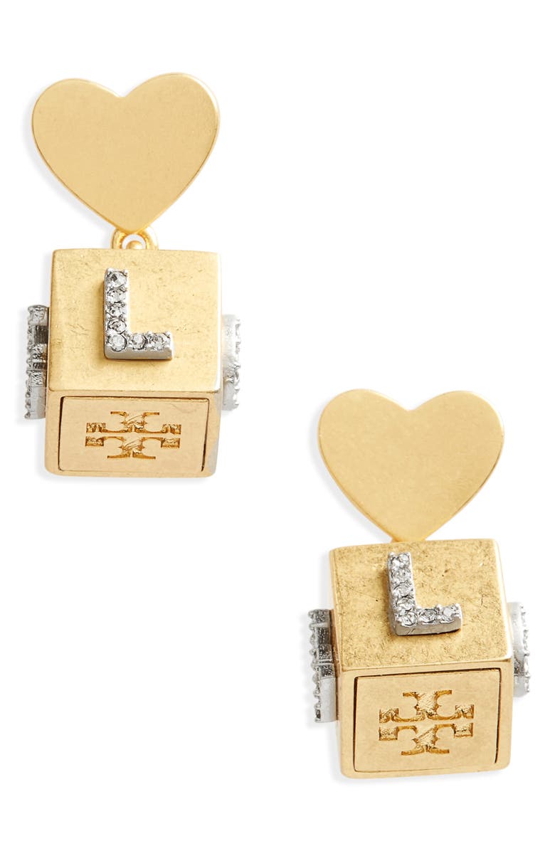 Tory Burch Love Message Cube Earrings, Main, color, 
