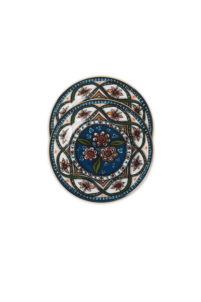 Dessert Plates Set Of 2 Sacred Circle Midnight, Alternate, color, Sacred Circle Midnight