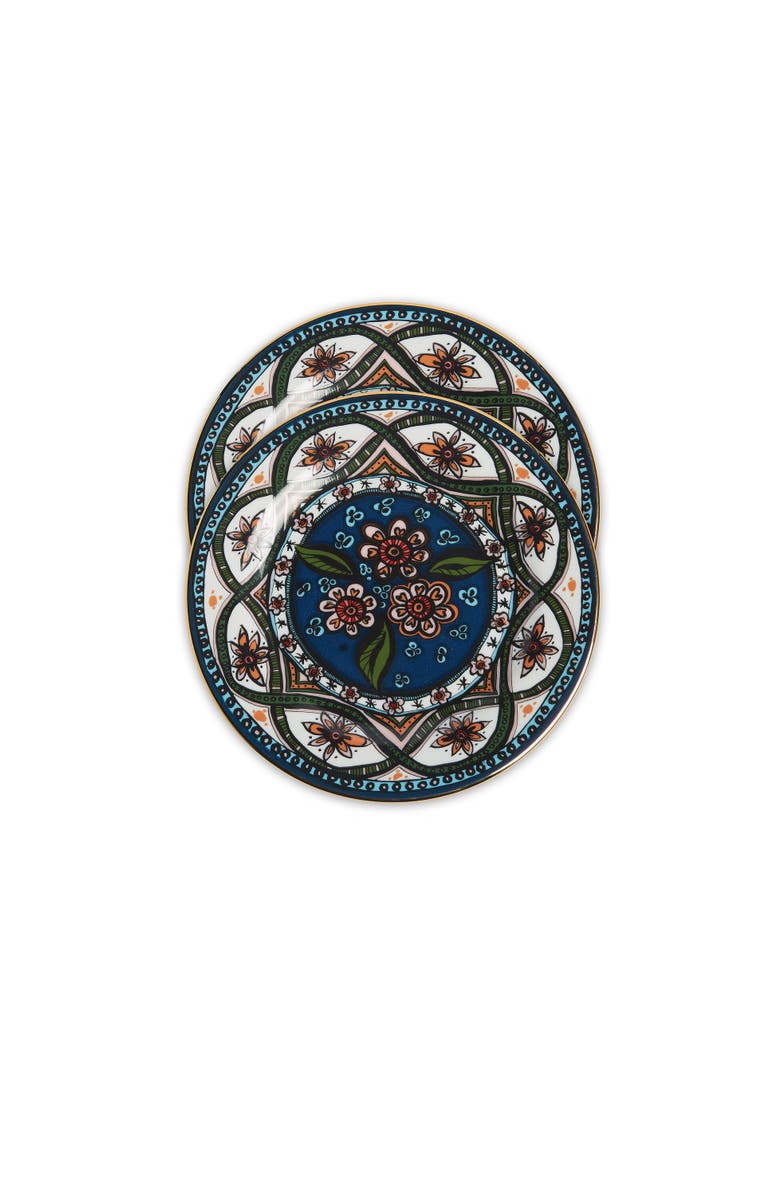 La DoubleJ Dessert Plates Set Of 2 Sacred Circle Midnight, Alternate, color, Sacred Circle Midnight