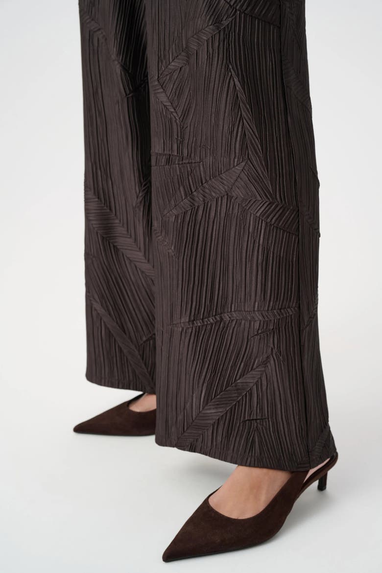Pleated Satin Pull-On Wide-Leg Pants, Alternate, color, Mocha