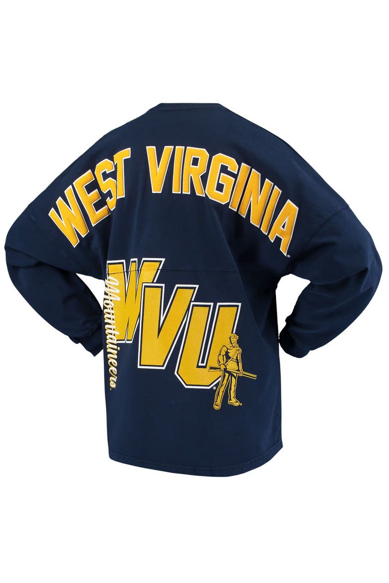 Women's Navy West Virginia Mountaineers Loud n Proud Spirit Jersey T-Shirt, Alternate, color, Navy