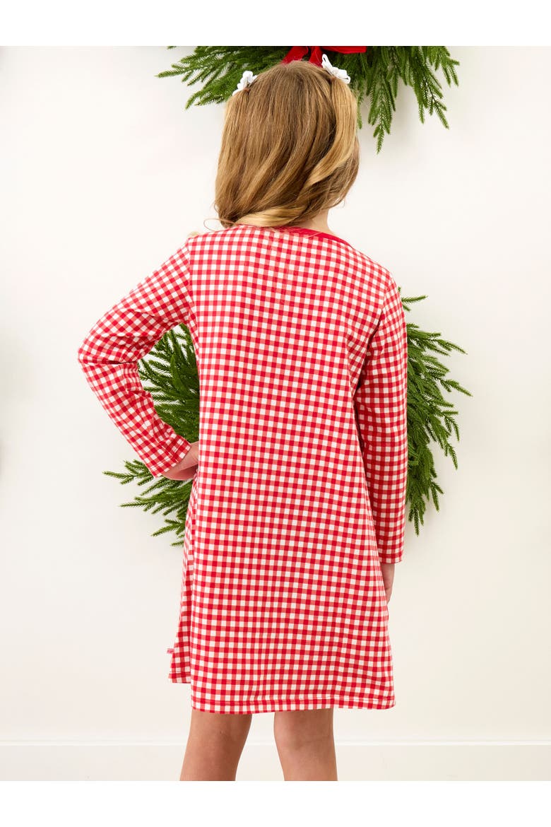 Holiday Knit Long Sleeve Applique Pocket Dress, Alternate, color, Red & White Gingham
