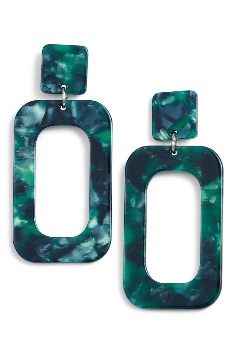 Rectangle Drop Earrings, Main, color, GREEN
