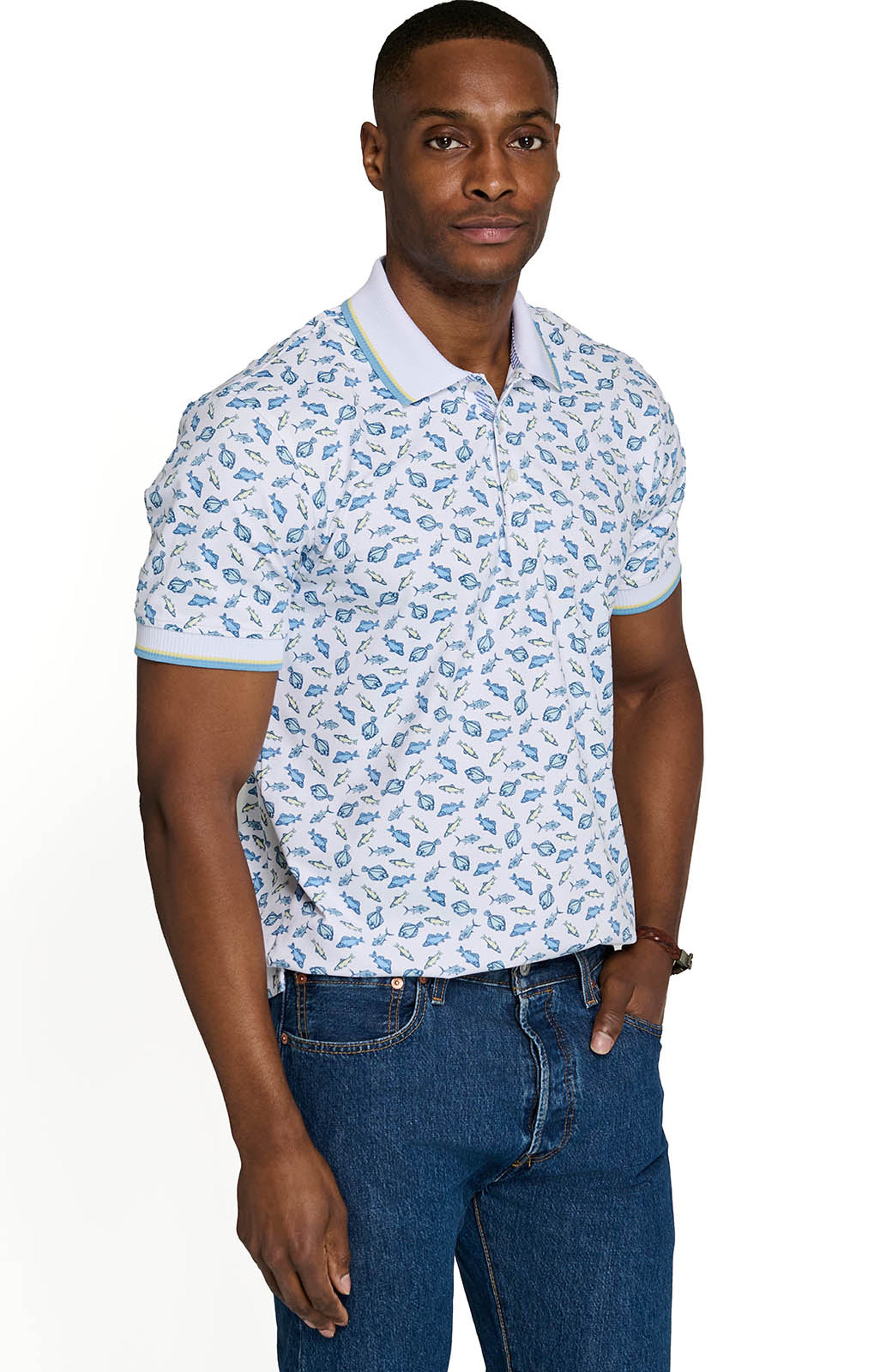 CONSTRUCT Slim Fit Gone Fishing Polo Short Sleeve Shirt (Men) | Nordstrom