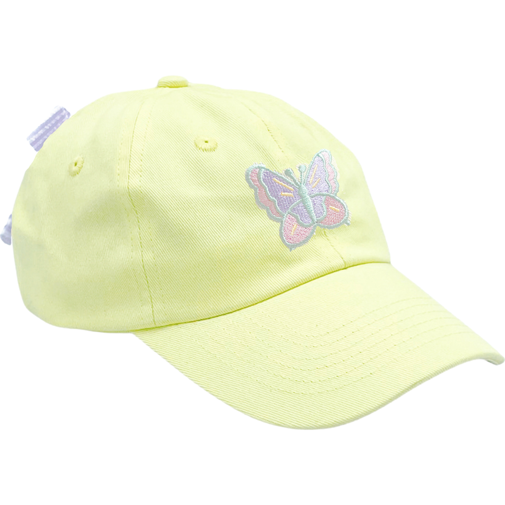 Bits & Bows Butterfly Twill Bow Baseball Hat In Yellow