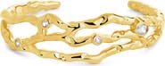 Sterling Forever Tully Cubic Zirconia Molten Cuff Bracelet