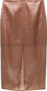 MANGO Sequin Midi Skirt