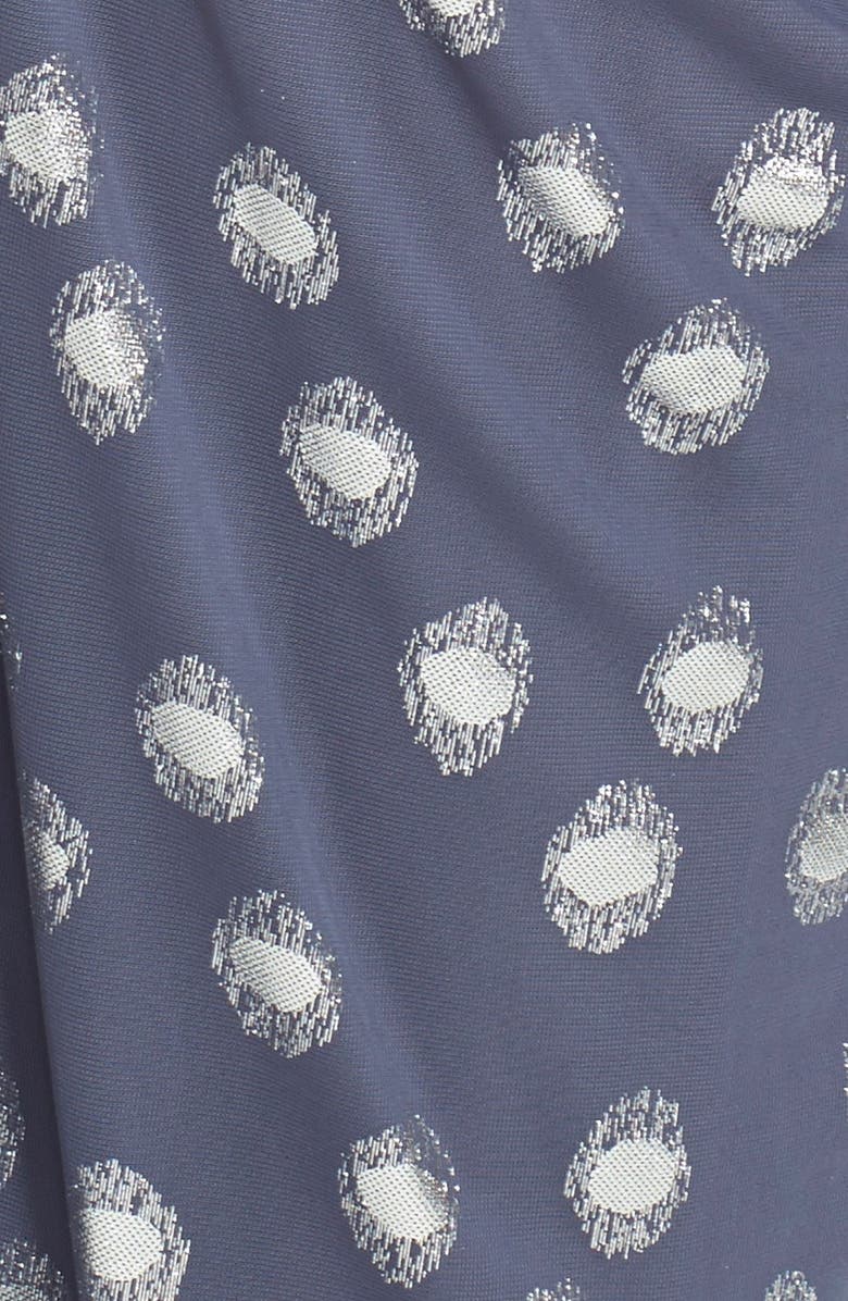 Adrianna Papell Foiled Dot Draped Mesh Dress, Alternate, color,