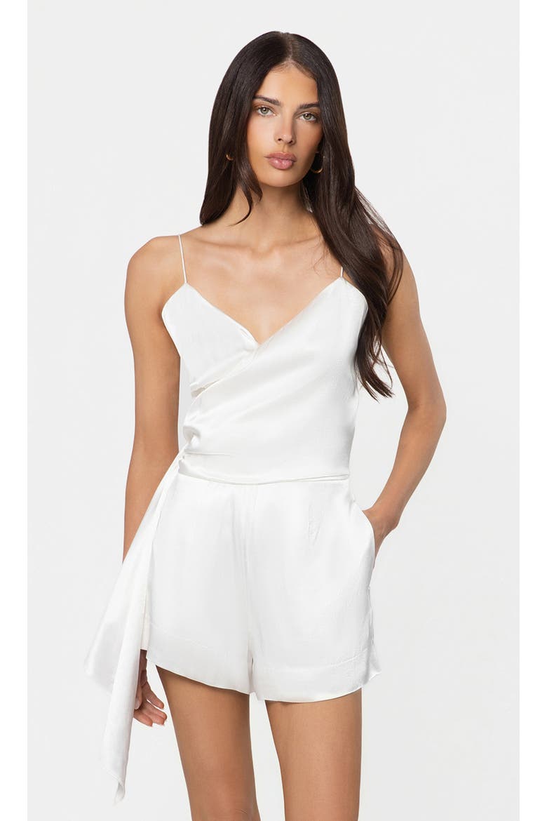 Cheryl Liquid Satin Romper, Main, color, White