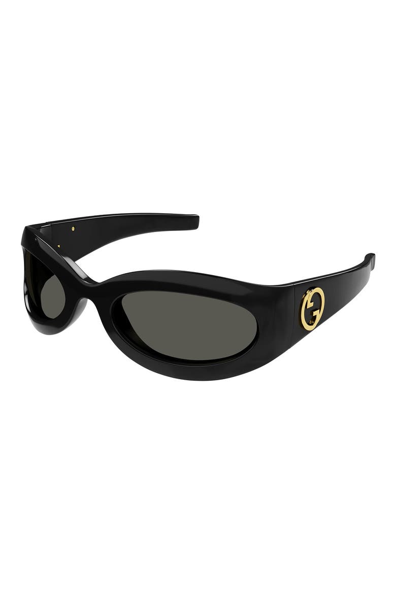 60mm Oval Sunglasses, Alternate, color, BLACK/ GREY