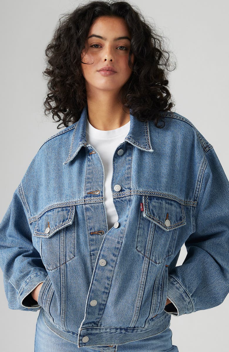 Levi's<sup>®</sup> '90s Stitch Detail Denim Trucker Jacket, Alternate, color, Switch Stitch Trucker