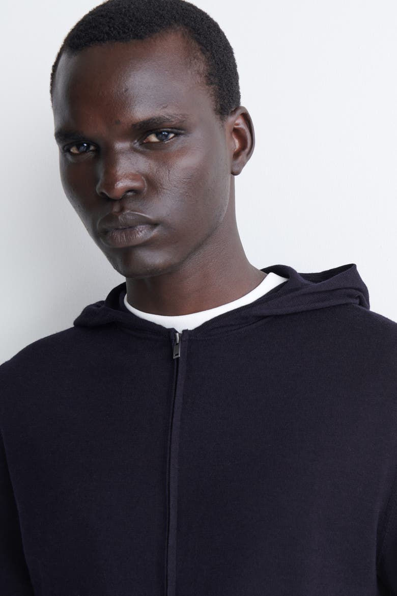 Merino Wool Zip-up Hoodie, Alternate, color, NAVY